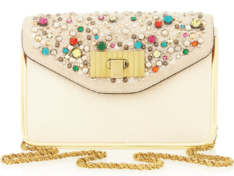 Chloé – Sally Swarovski Crystal Textured Leather Shoulder Bag