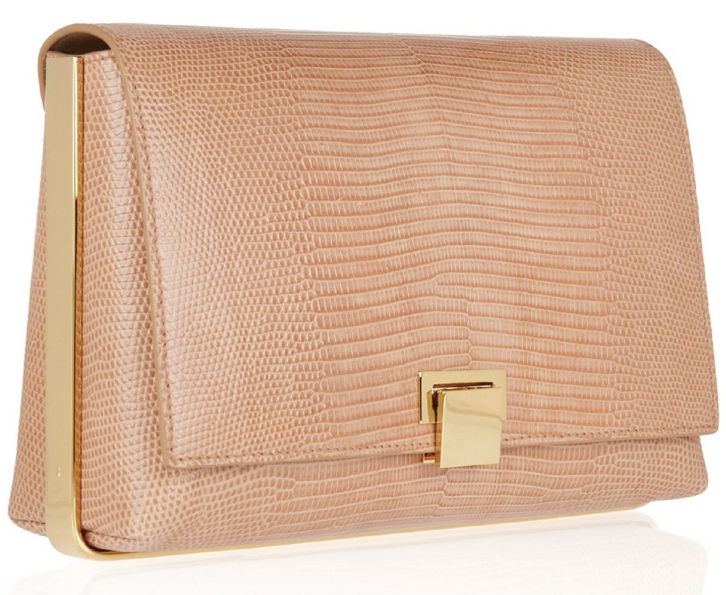 The Row – Metal-Framed Lizard Clutch in Blush