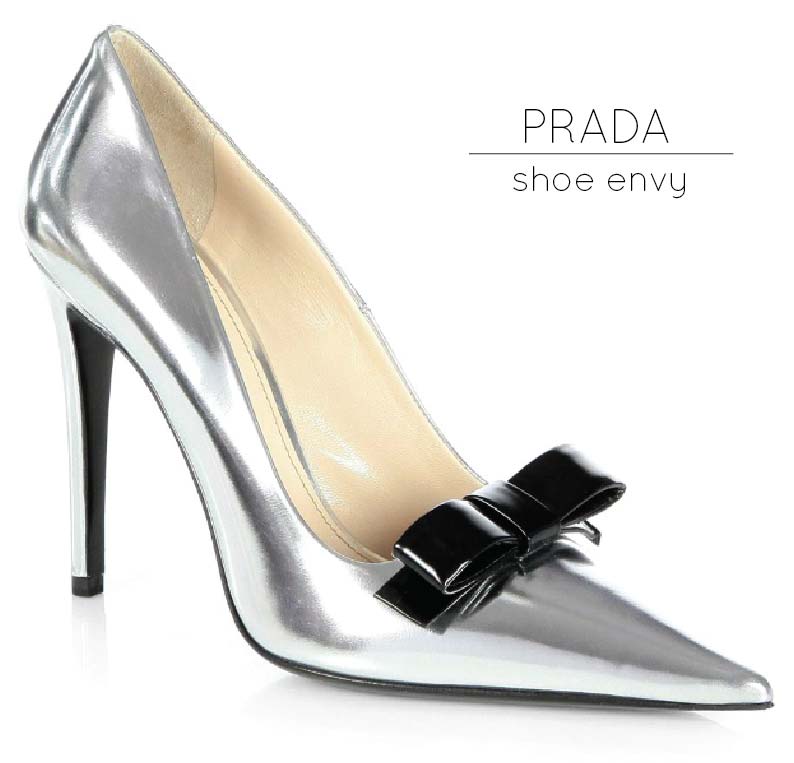 Shoe Envy: Prada – Metallic Leather Bow Pumps