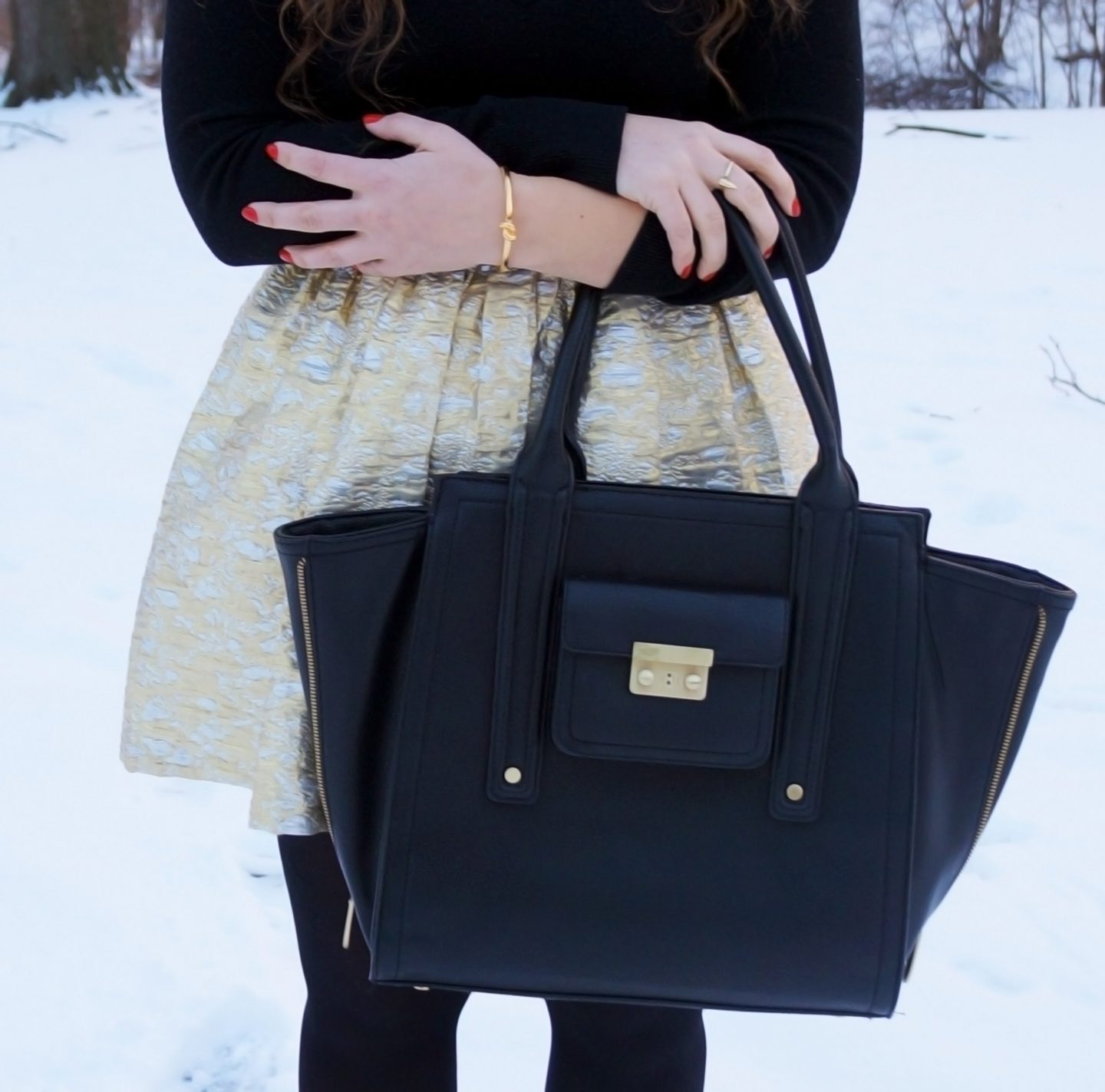 gold skirt, phillip lim handbag, winter fashion, life and style, fashion blog, fashion, style, outfit, fashion blogger, style blogger, outfit ideas, accessorize, fashion styles, Victoria Simpson, A Side of Vogue