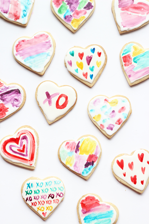 Watercolour Painting, Edible Paint, Cookie Decorating, Valentine's Day Cookies, Baking, Watercolour Cookies, Heart Shaped Treats, Sugar Cookies, DIY