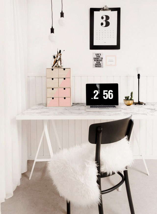 Marble Table, Ikea Hacks, Office Decor, Home Decor, DIY, Do It Yourself, Interior Design, Ikea Desk Hack