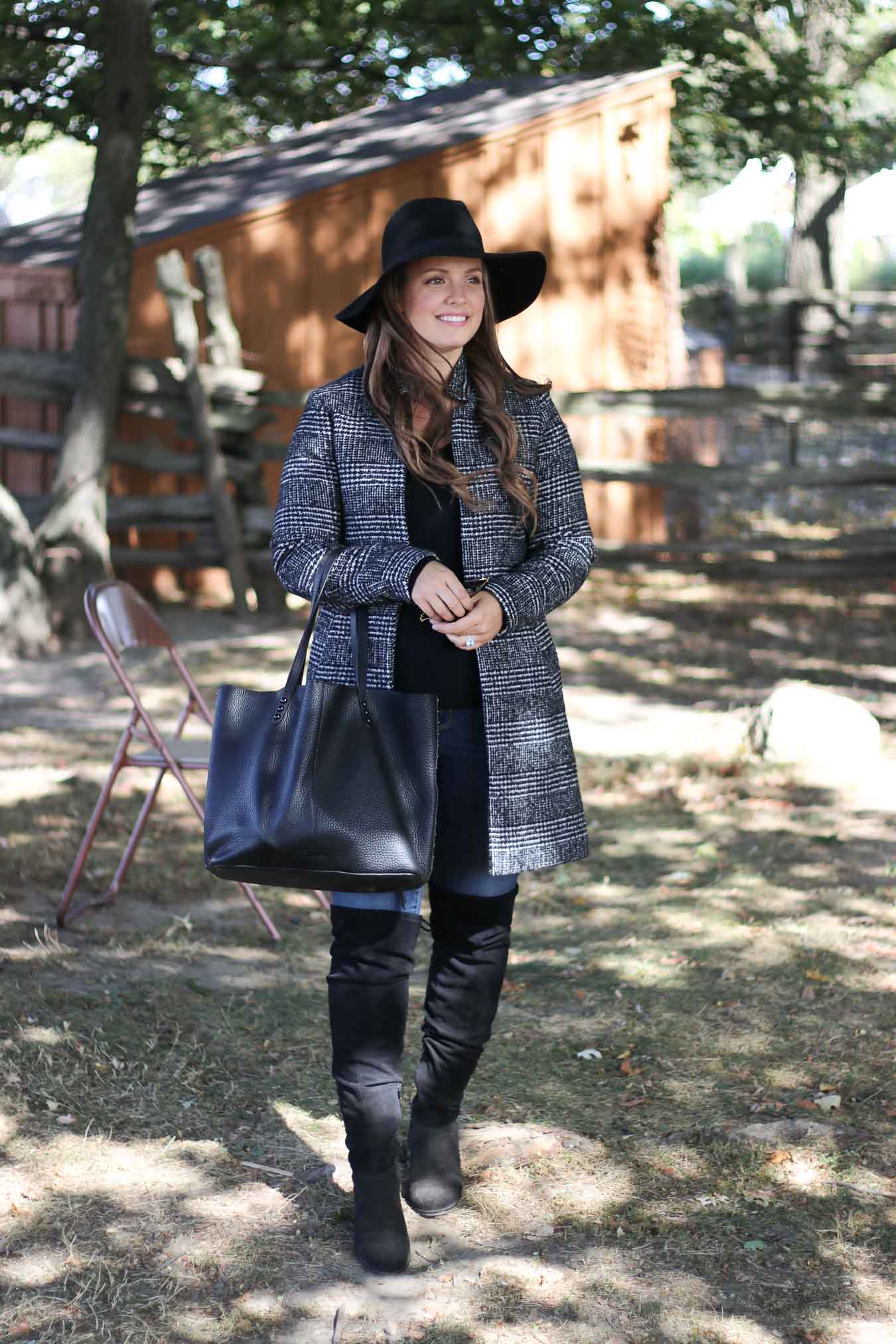 How To Wear A Plaid Coat, Outfit Ideas, OTK Boots