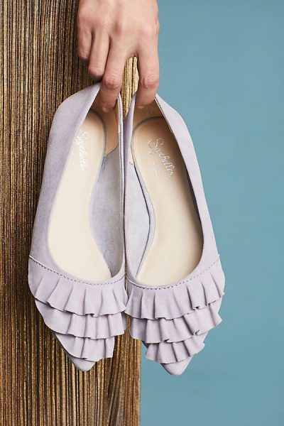 Purple Ruffled Flats