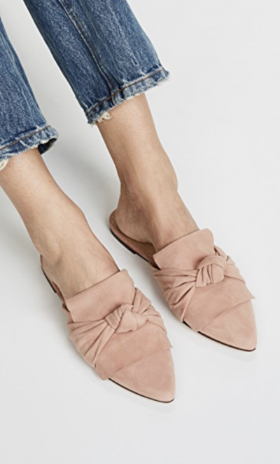 Pink Flat Knotted Mules