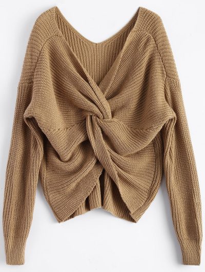 Twisted Back V-Neck Sweater